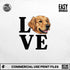 Golden Retriever Love Digital PNG, Dog Lover Graphic, Instant Download, Commercial Use, Printable Pet Art, Dog Face Design for Shirts